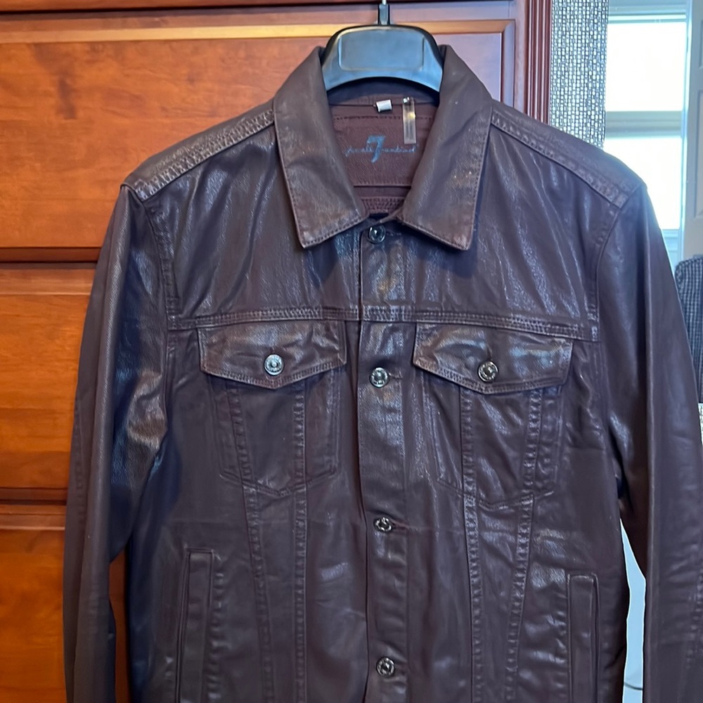 COPY - 7 for all mankind waxed denim jacket in burgundy